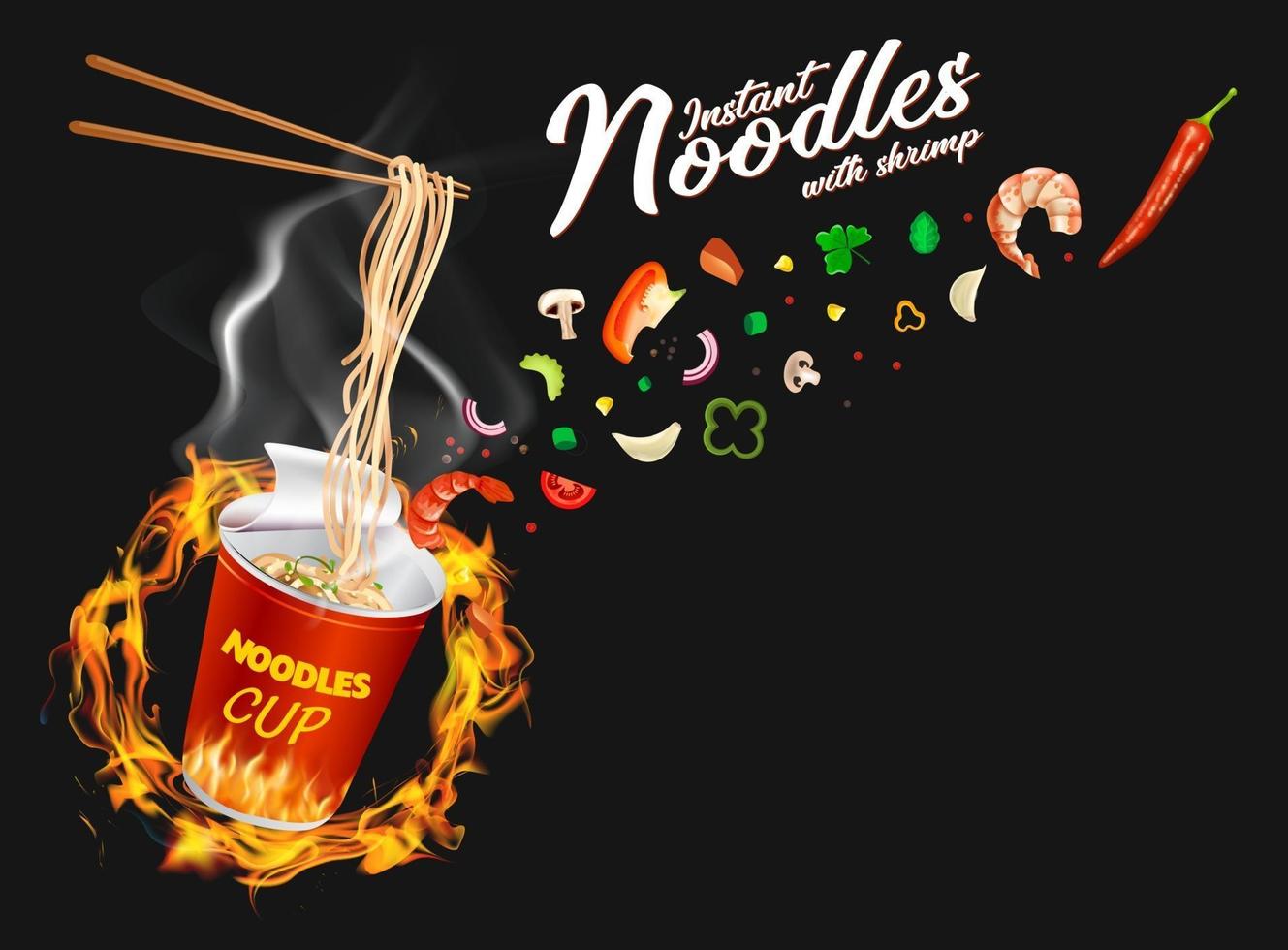 Instant cup noodles design vector