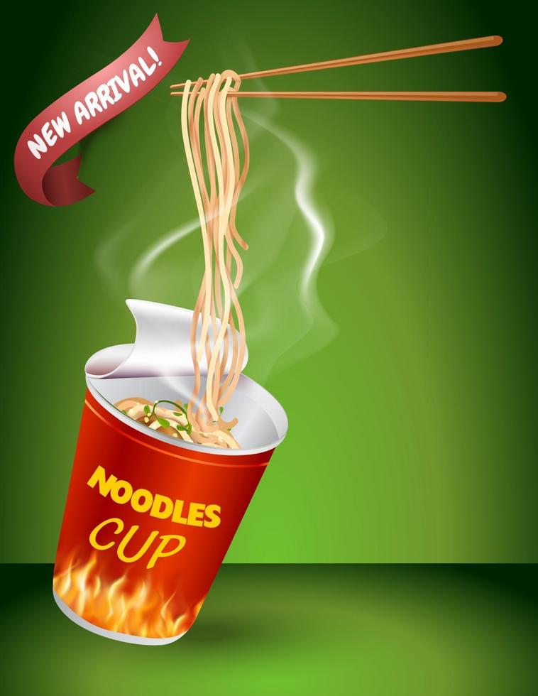 Instant cup noodles design vector