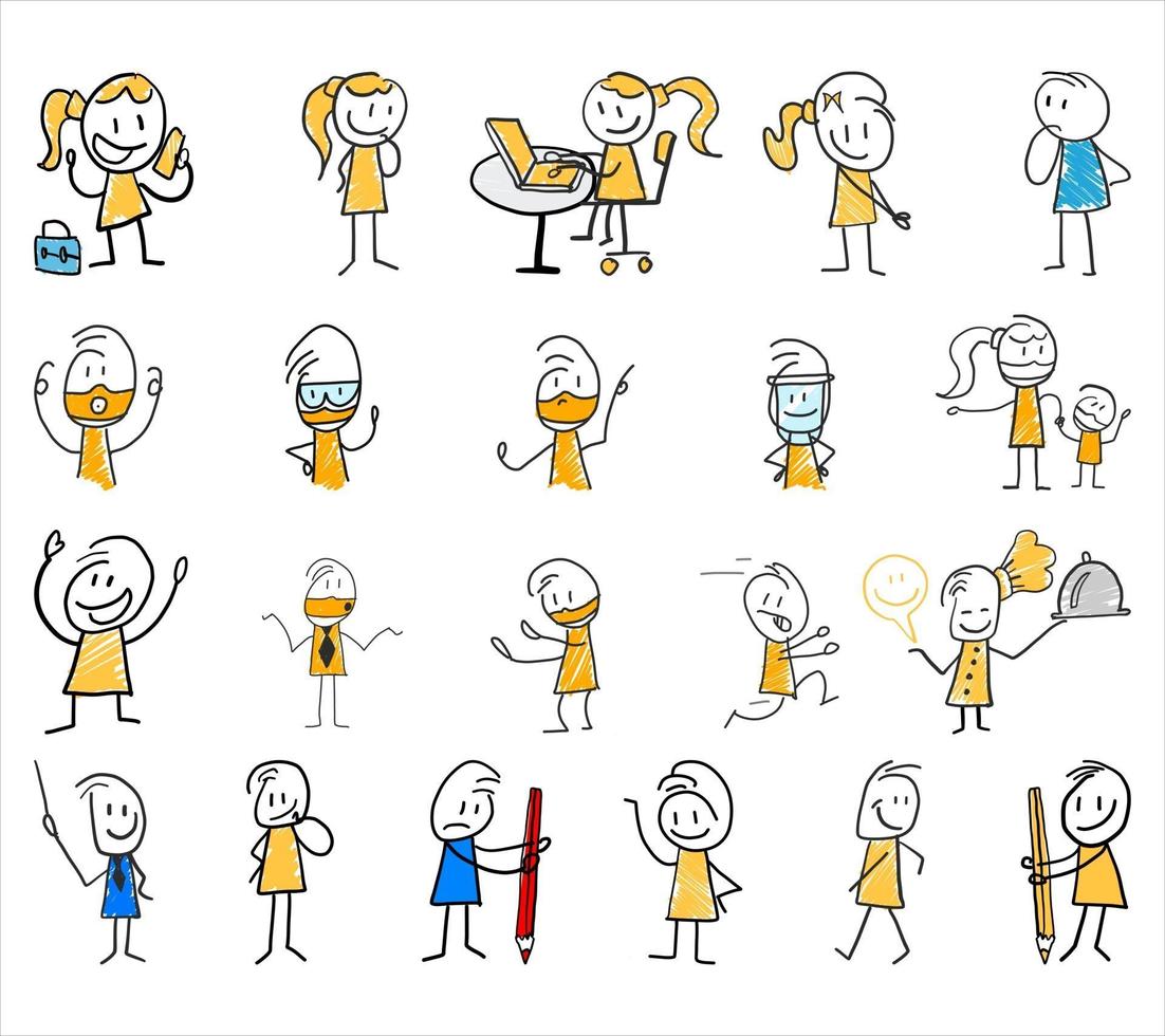 Stick figures set vector