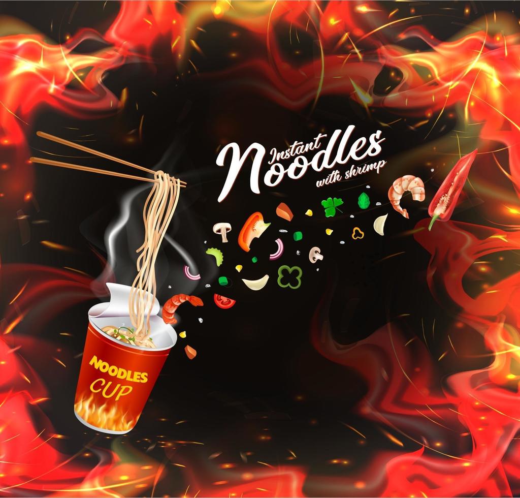 Instant cup noodles design vector