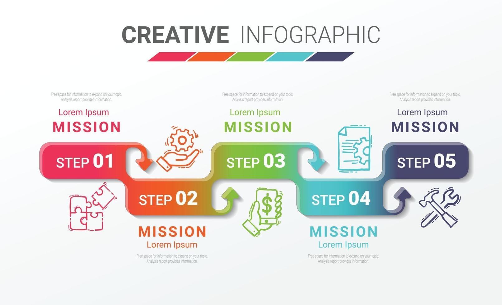 Infographic design template with numbers 5 option can be used for workflow layout, diagram, number step up options. vector