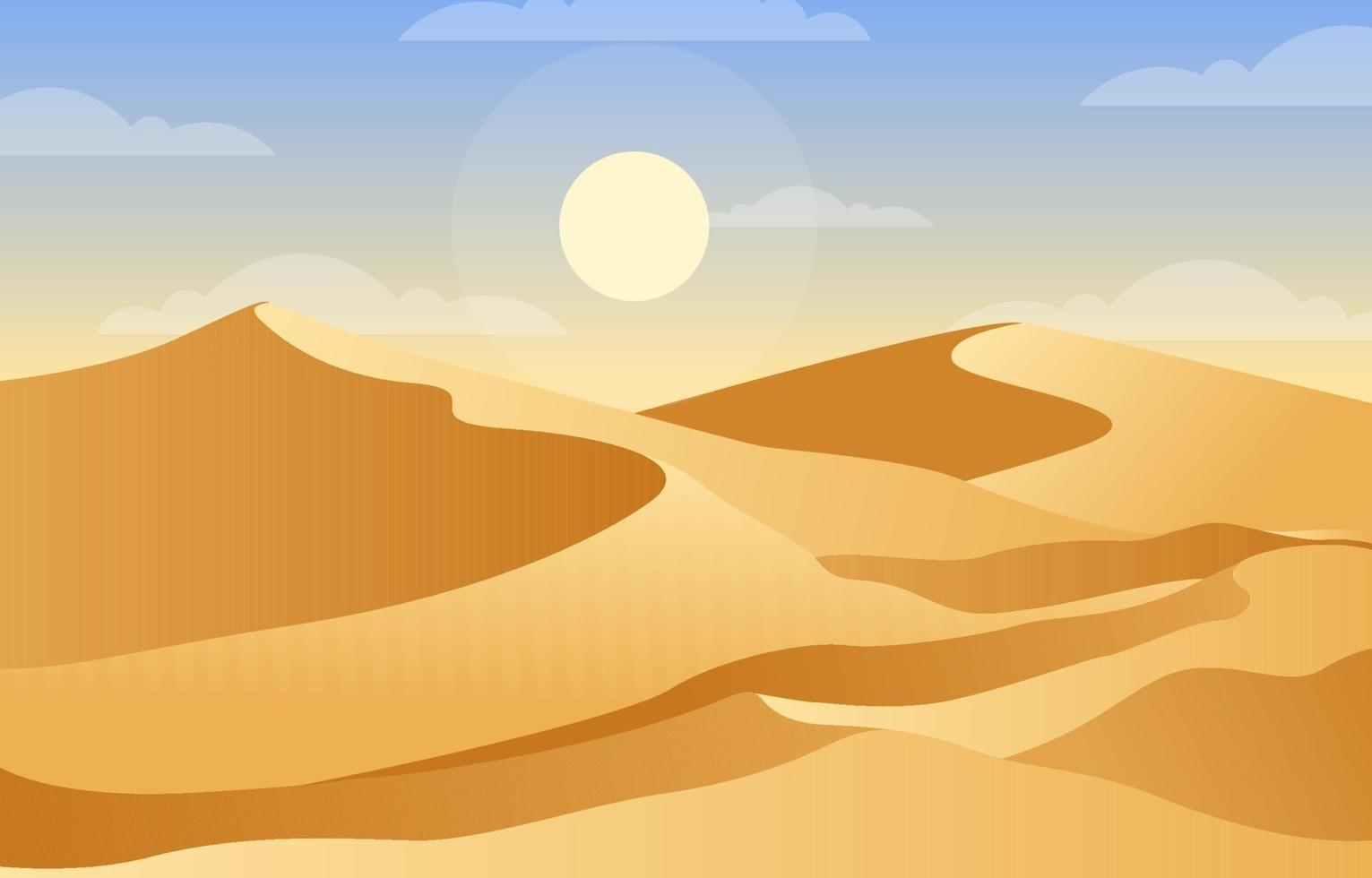 Beautiful Vast Desert Hill Mountain Arabian Horizon Landscape Illustration vector