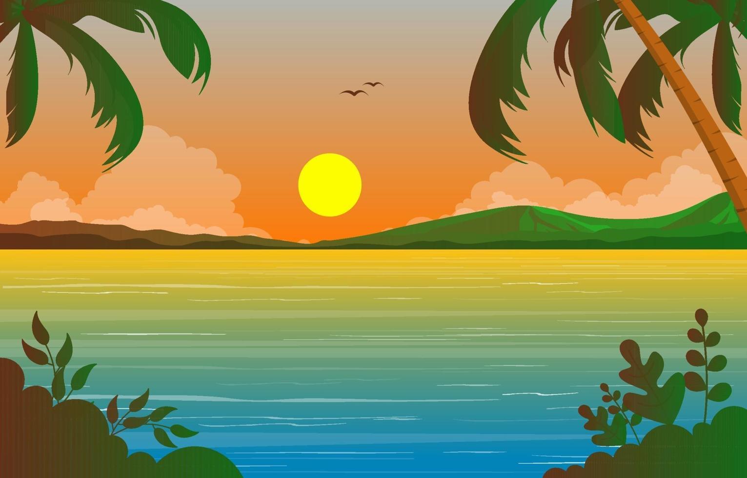 Summer Vacation in Tropical Beach Landscape vector