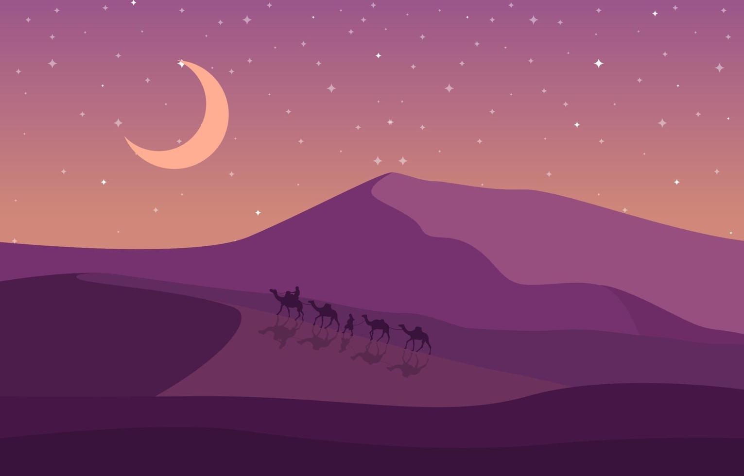 Beautiful Vast Desert Hill Mountain Arabian Horizon Landscape Illustration vector