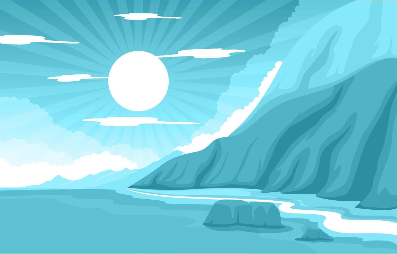 Beautiful Panorama Beach Landscape Illustration vector