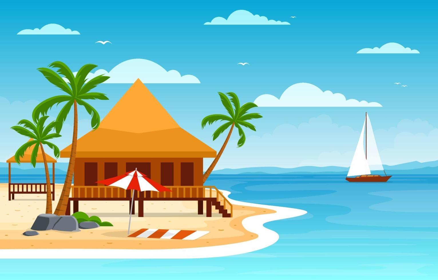 Summer Vacation in Tropical Beach Landscape vector