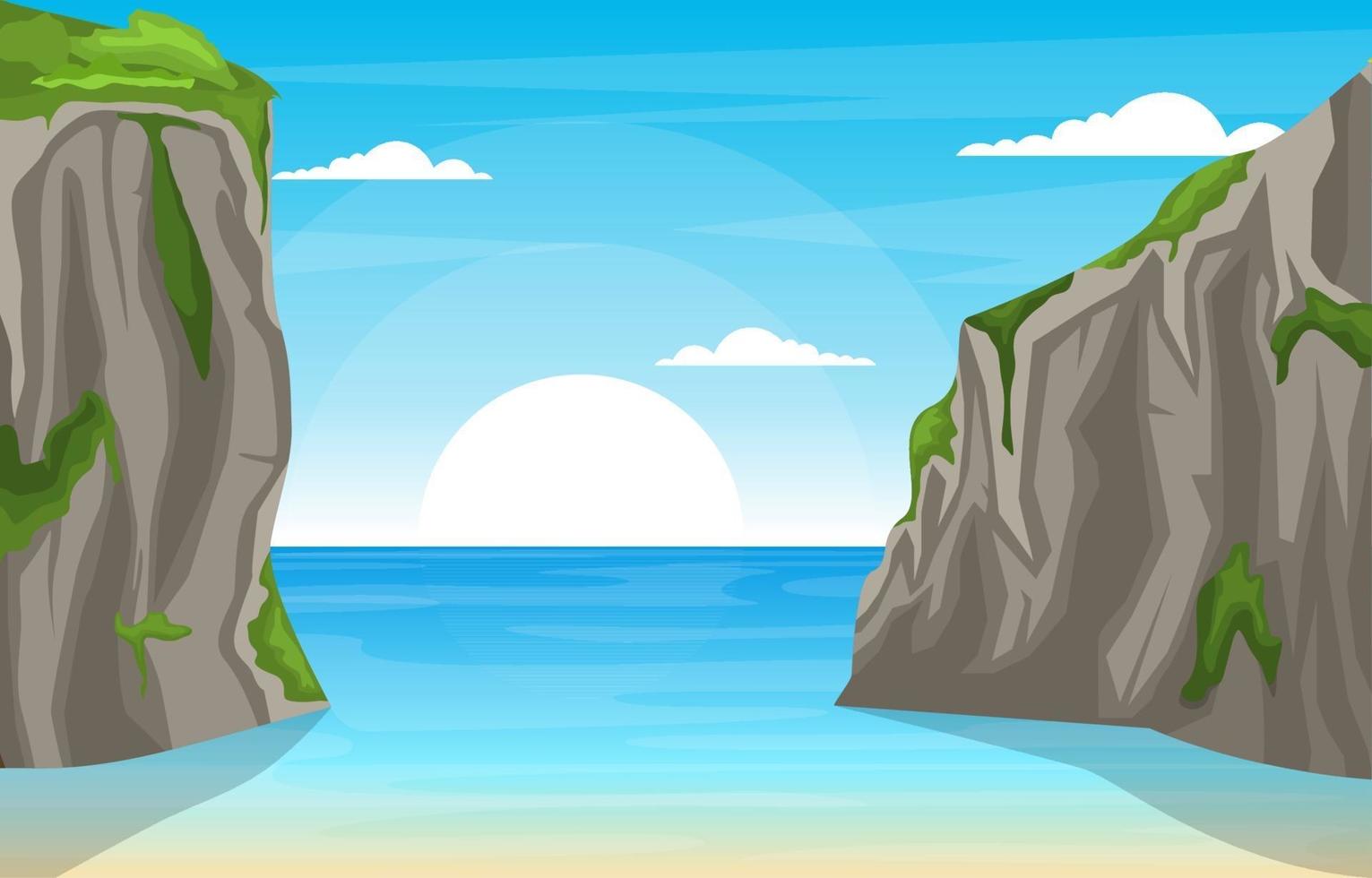 Beautiful Panorama Beach Landscape Illustration vector