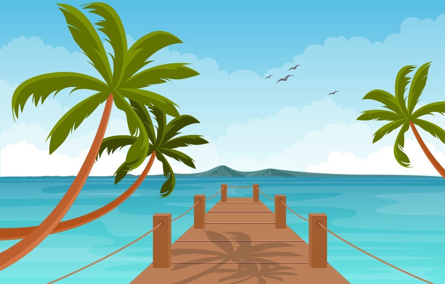 Summer Vacation in Tropical Beach Landscape vector