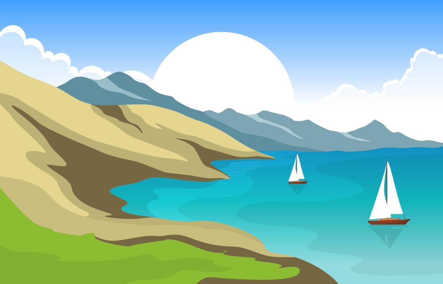 Beautiful Panorama Beach Landscape Illustration vector