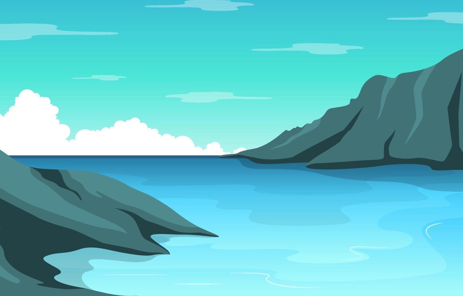 hermoso panorama playa paisaje ilustración vector