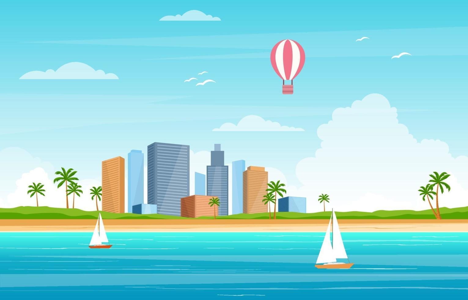 Summer Vacation in Tropical Beach Landscape vector