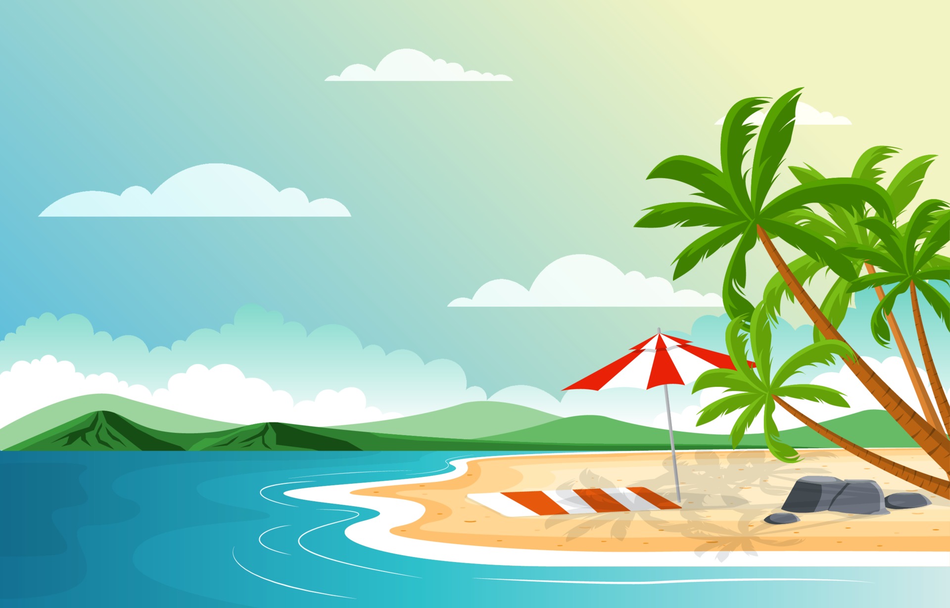 Summer Vacation in Tropical Beach Landscape 2034851 Vector Art at Vecteezy