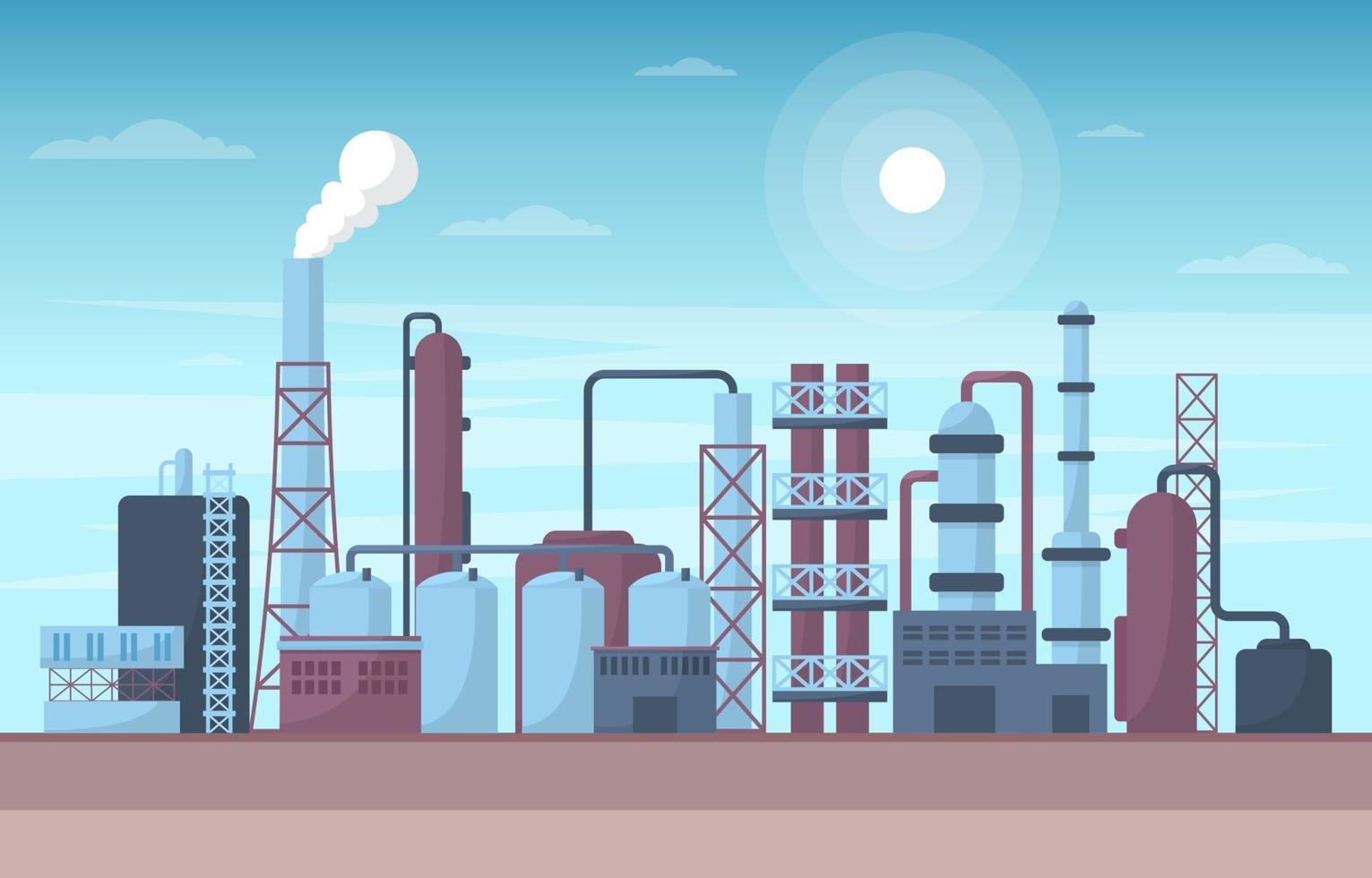 Industrial Factory Buildings Flat Illustration vector