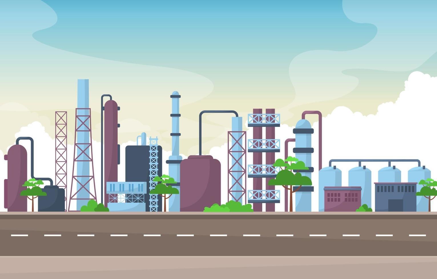 Industrial Factory Buildings Flat Illustration vector