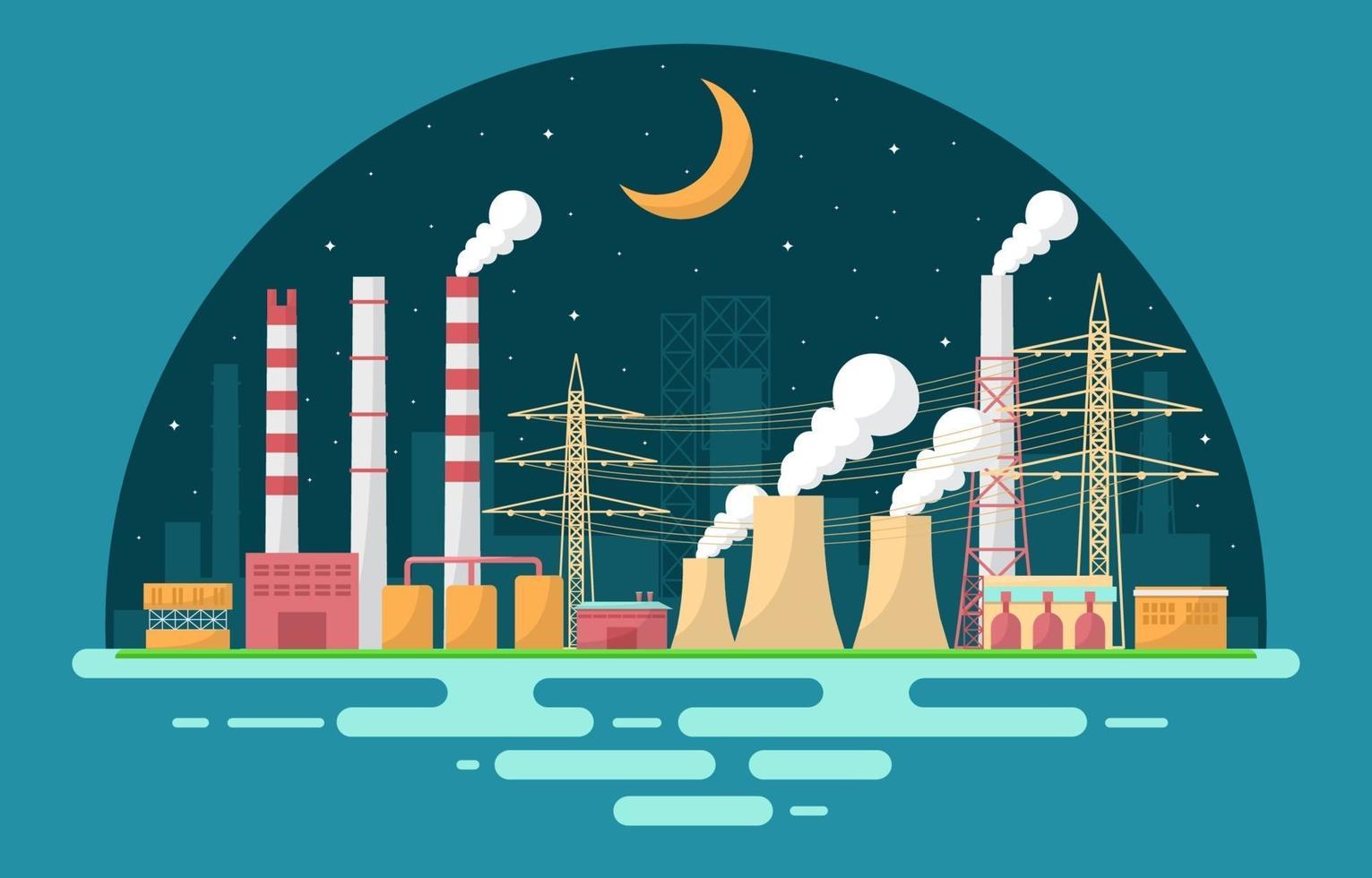 ilustración plana de edificios de fábrica industrial vector