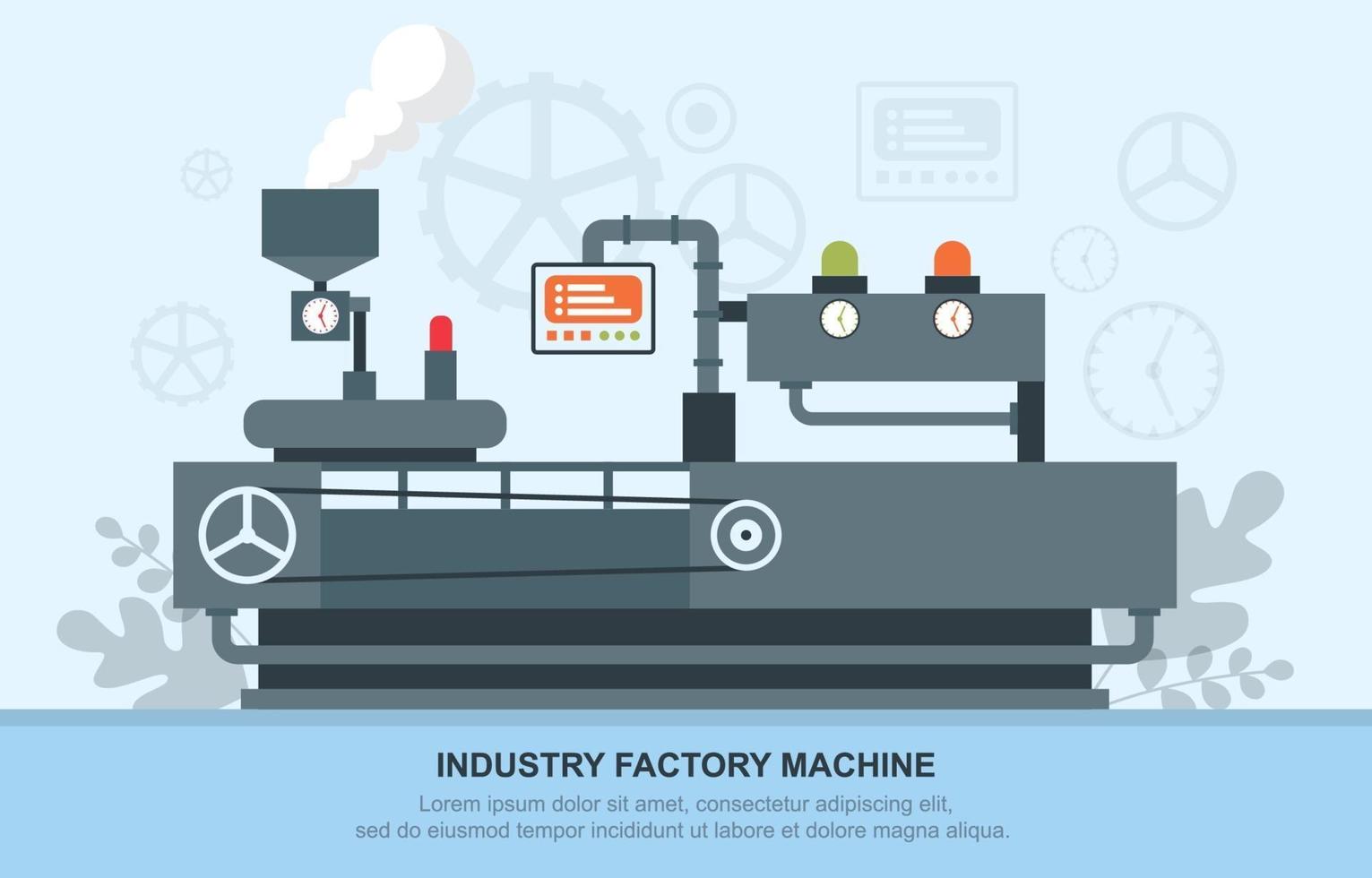 Cinta transportadora de fábrica industrial e ilustración de ensamblaje robótico vector