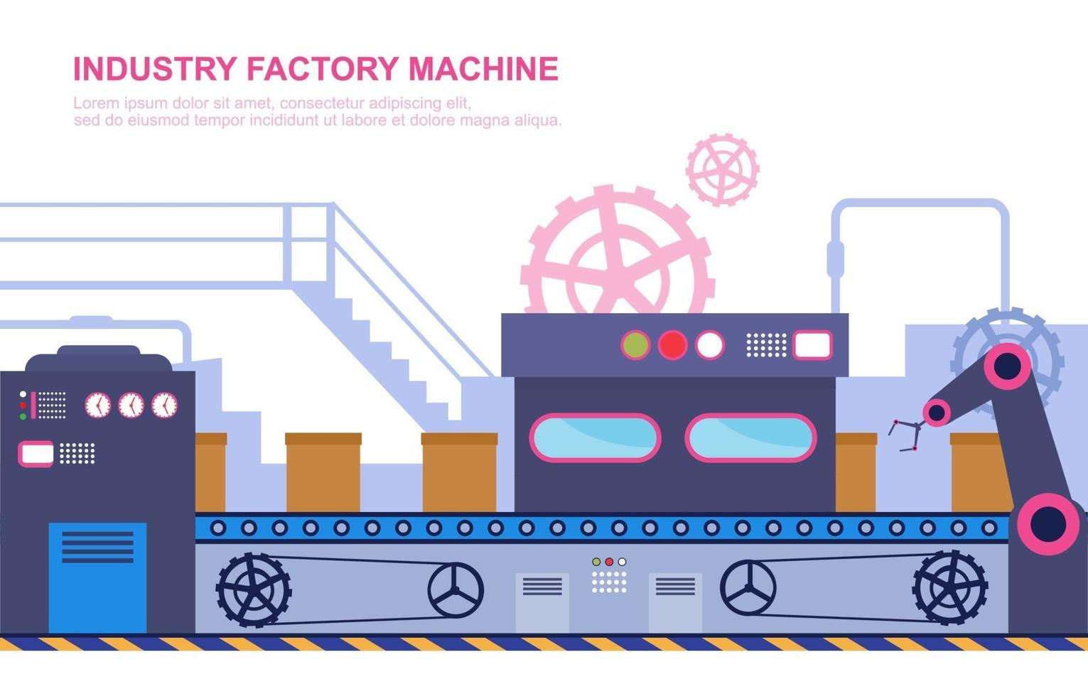 Industrial Factory Conveyor Belt and Robotic Assembly Illustration vector
