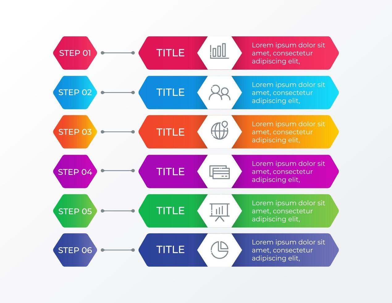 Infographic element with 6 steps or options vector