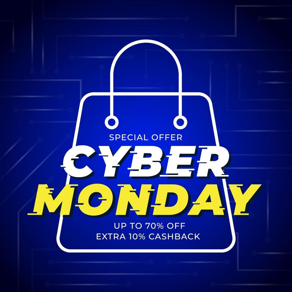 banner de plantilla de cyber monday de tecnología vector