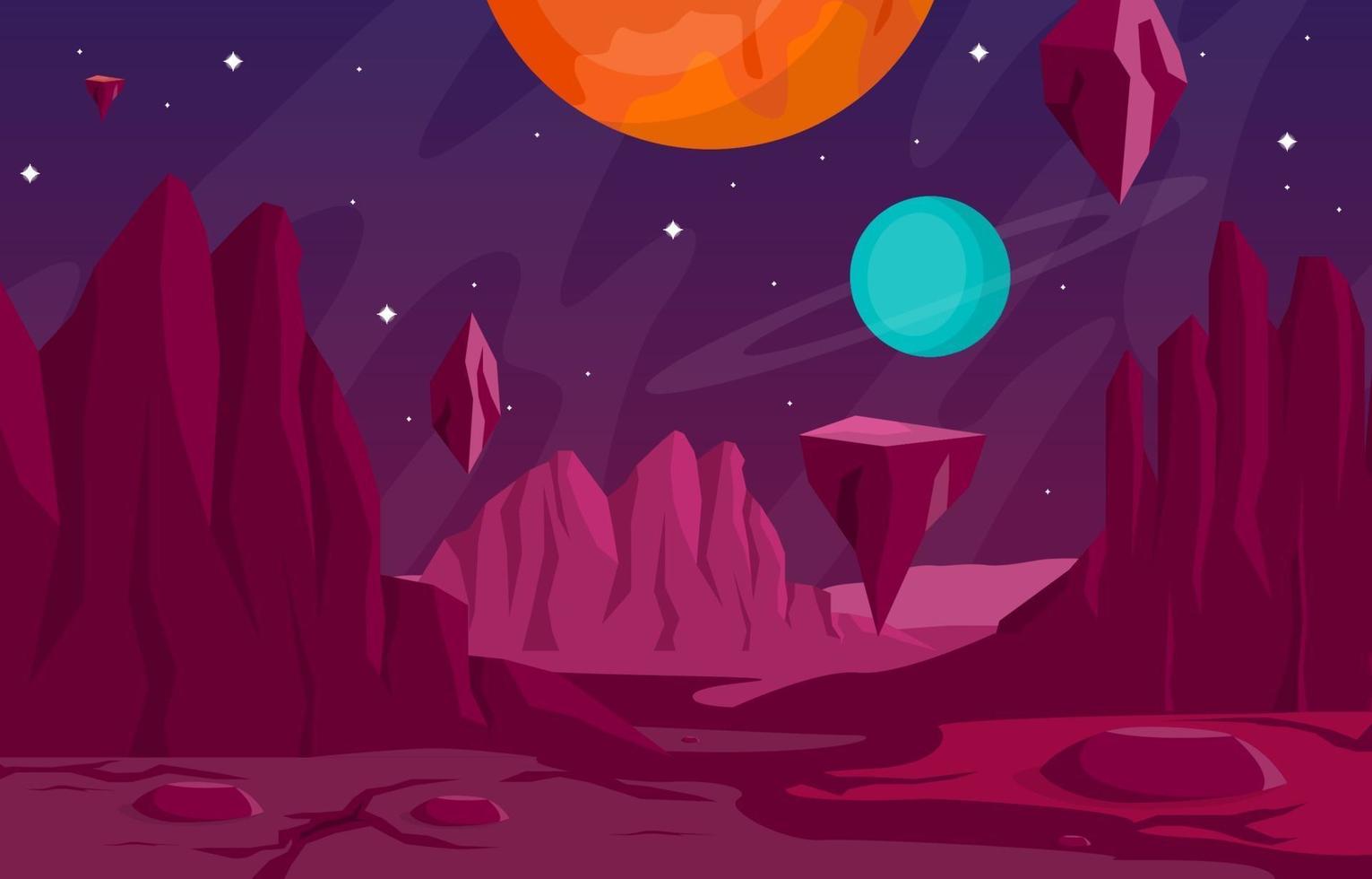 superficie del paisaje de ciencia ficción fantasía planeta ilustración vector