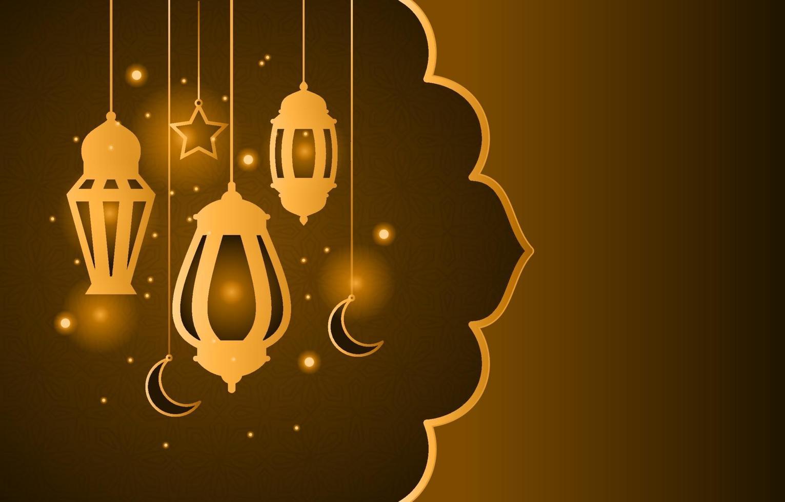 Islamic Arabic Lantern for Ramadan Kareem Eid Mubarak Background vector