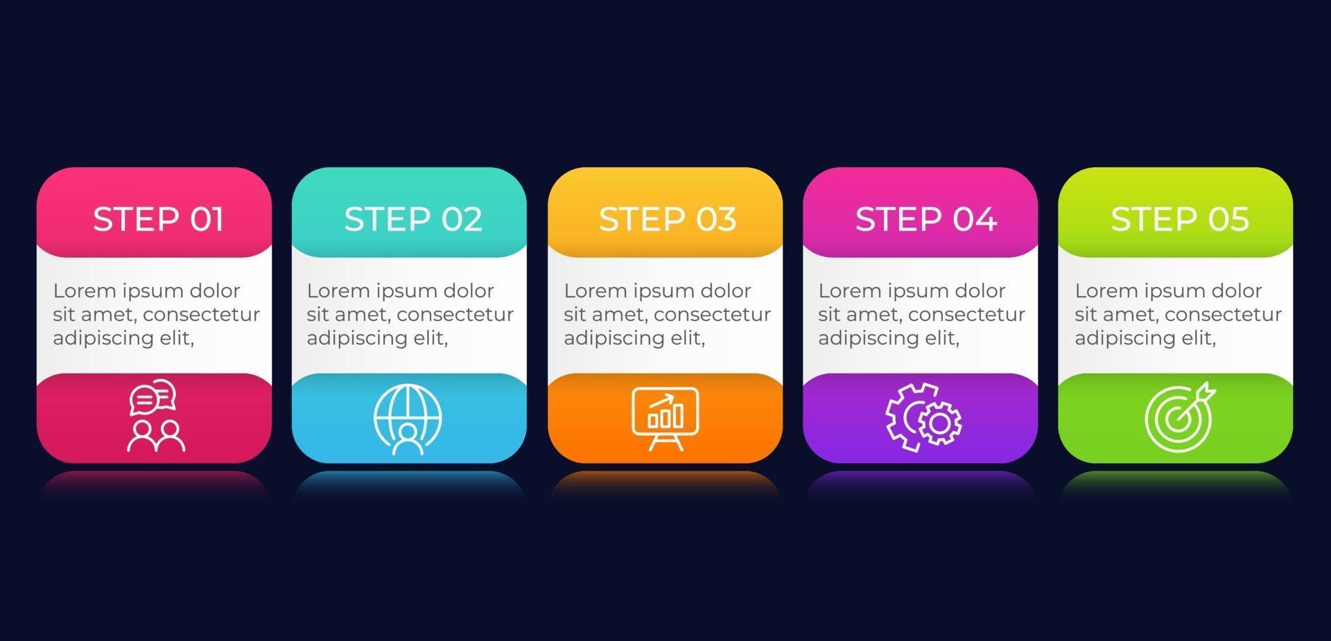 5 steps business infographic elements vector