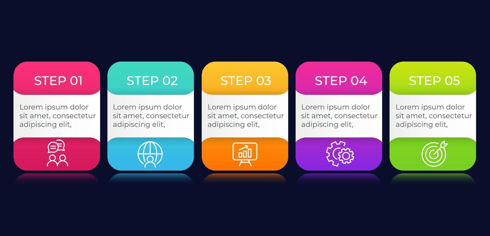 Elementos de infografía empresarial de 5 pasos. vector