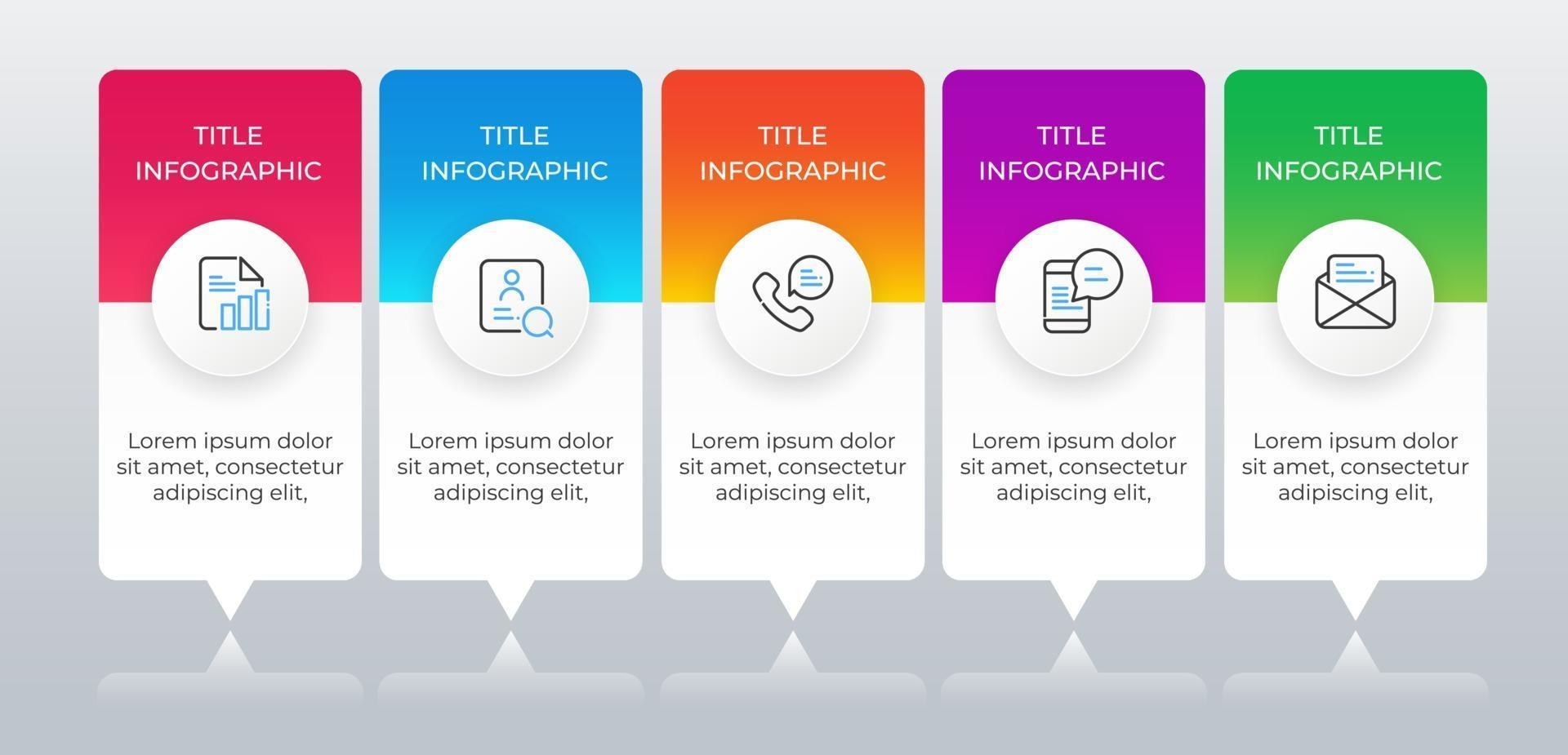 5 steps business infographic elements vector