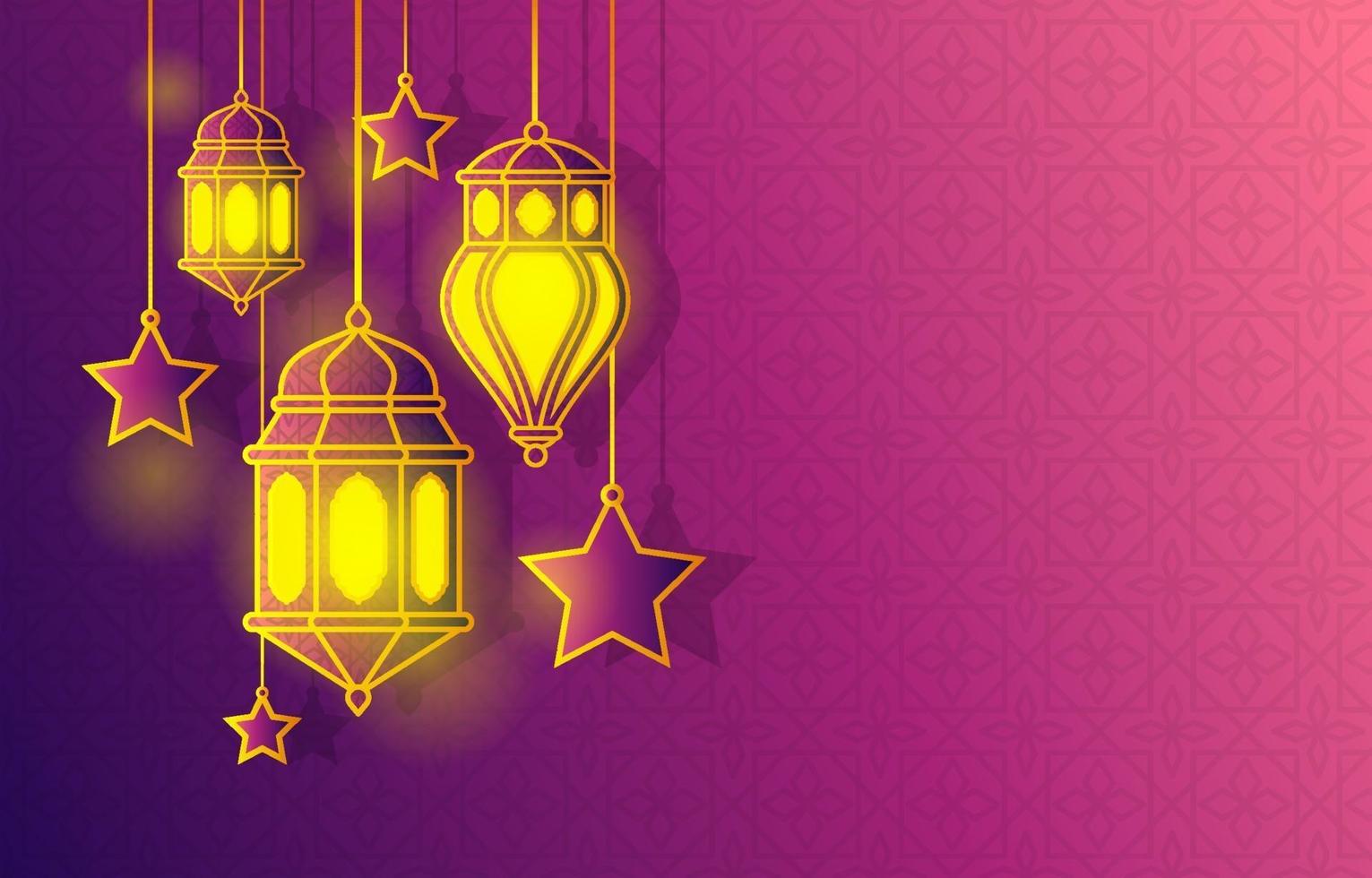 Islamic Arabic Lantern for Ramadan Kareem Eid Mubarak Background vector