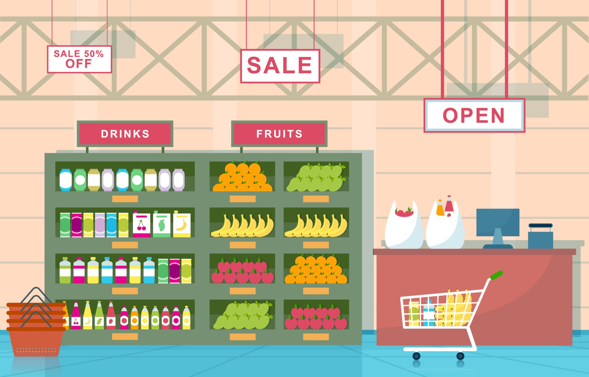 Supermarket Grocery Store Interior Flat Illustration 2035139 Vector Art at Vecteezy Supermarket Grocery Store Interior Flat Illustration 2035139 Vector Art at Vecteezy