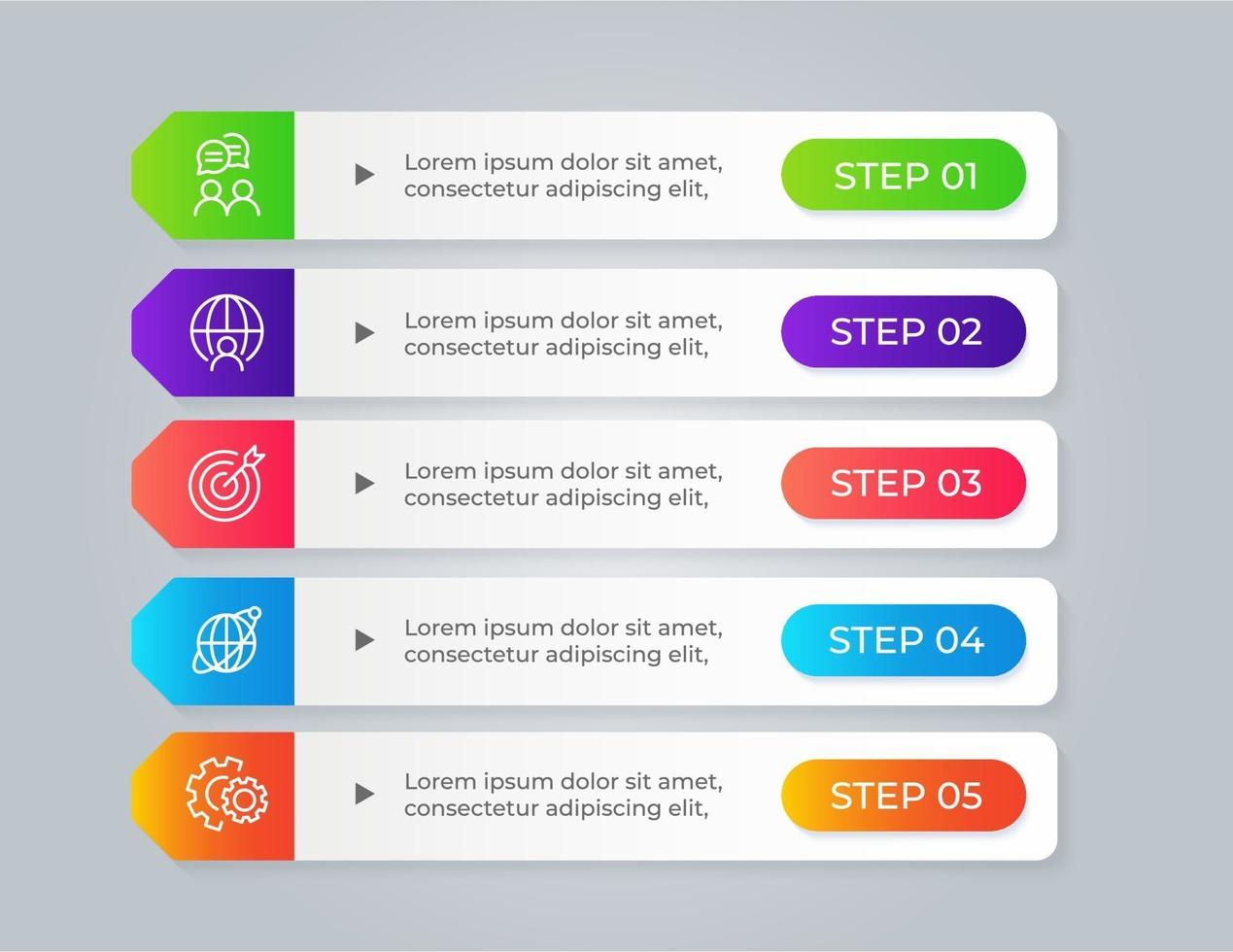 Infographic template with 5 steps or options vector