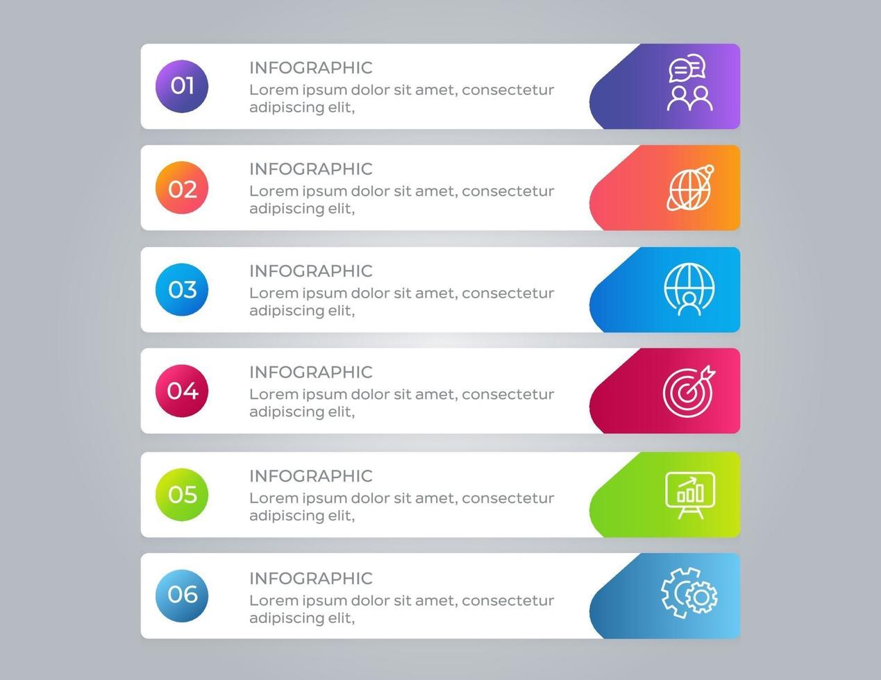 6 steps business infographic elements vector