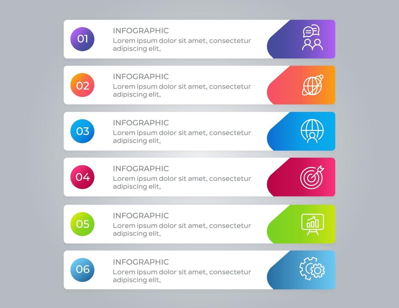 Elementos de infografía empresarial de 6 pasos. vector