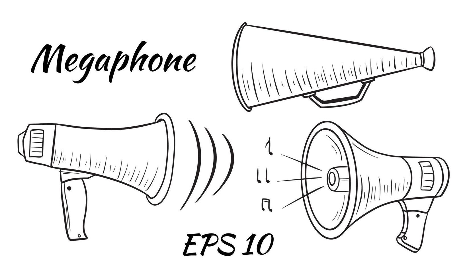 Illustration of a megaphone, loud speaker set vector