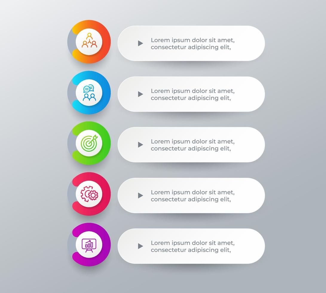 Infographic template with 5 steps or options vector