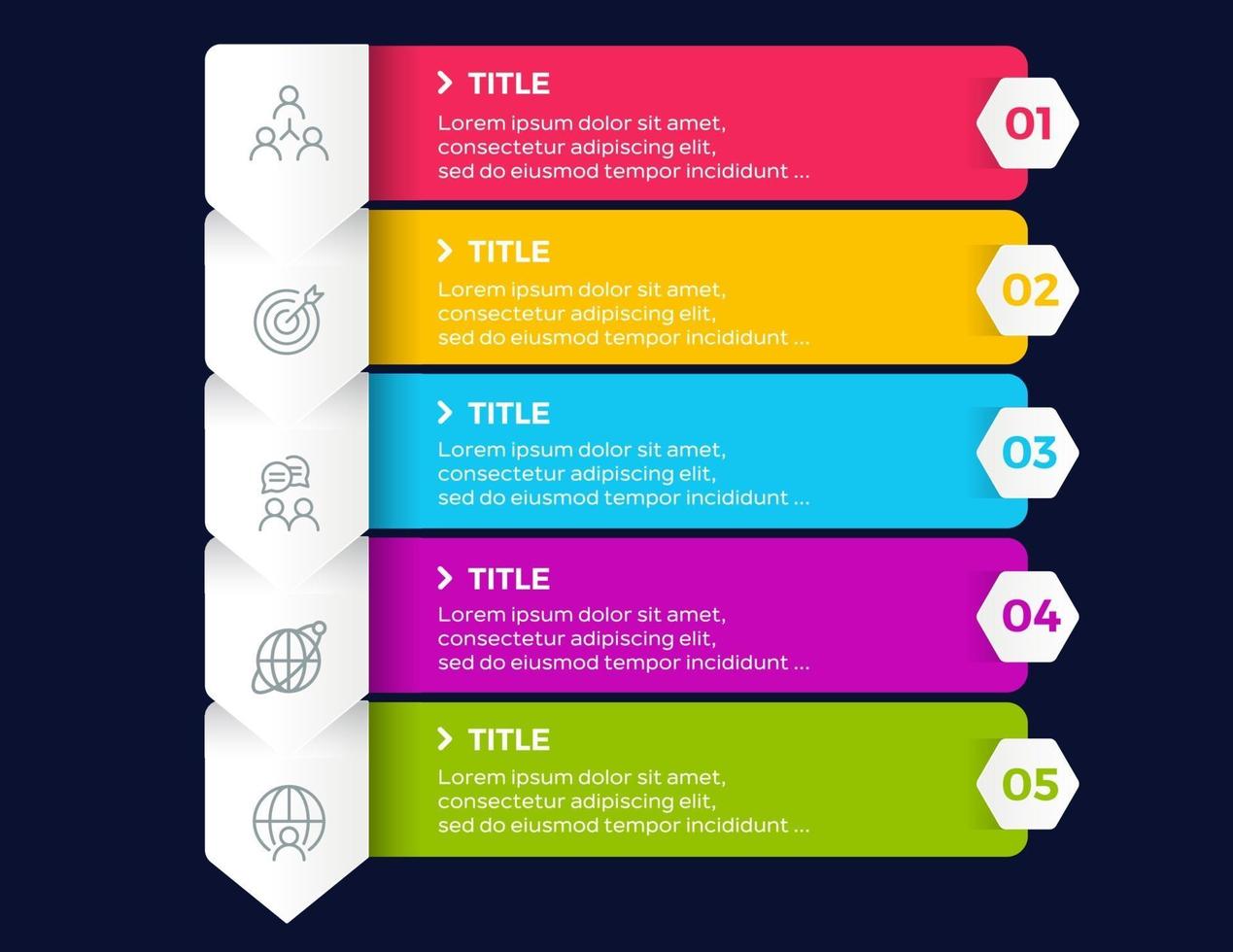 5 steps business infographic elements presentation vector