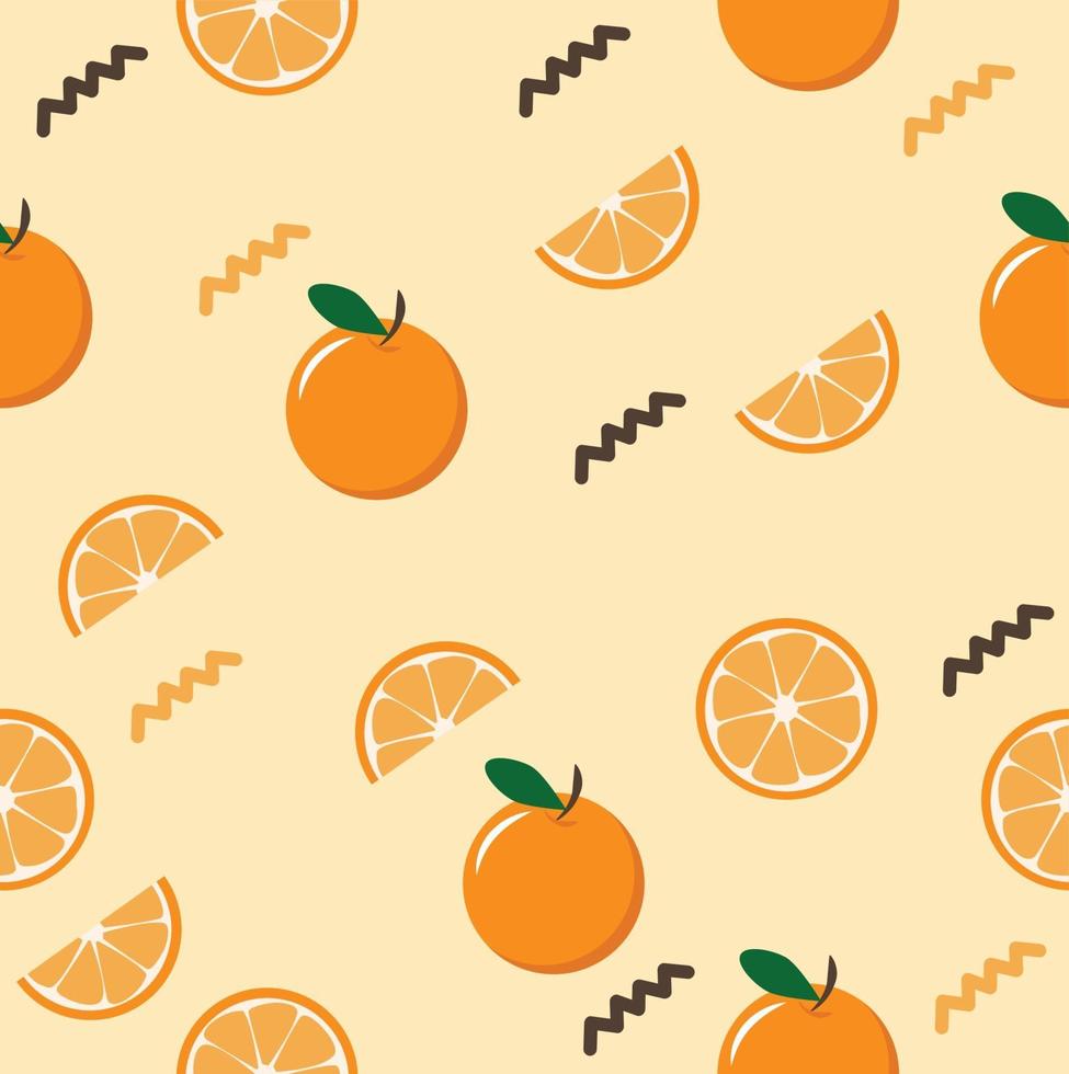 naranjas enteras y en rodajas de patrones sin fisuras vector