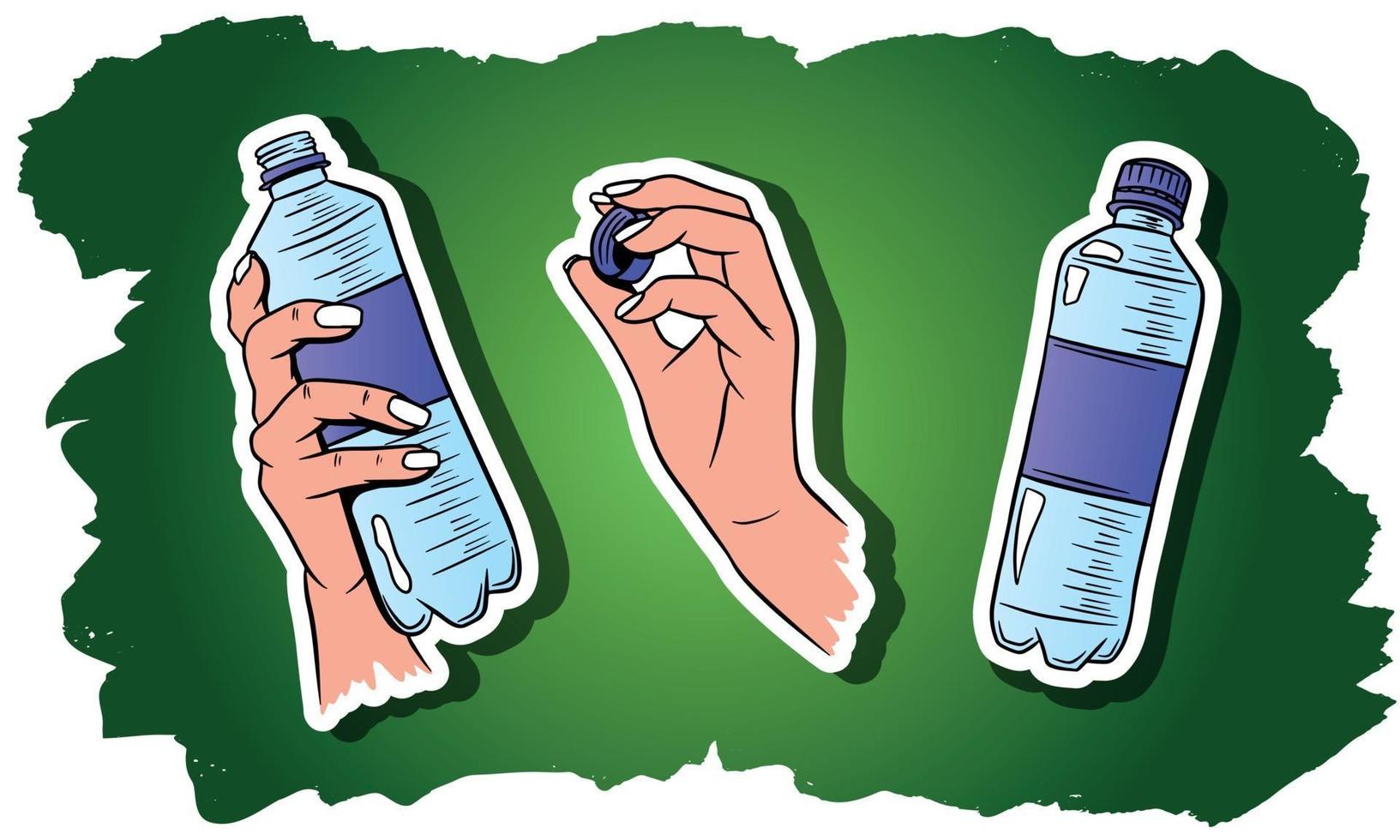 Water in a plastic bottle set vector