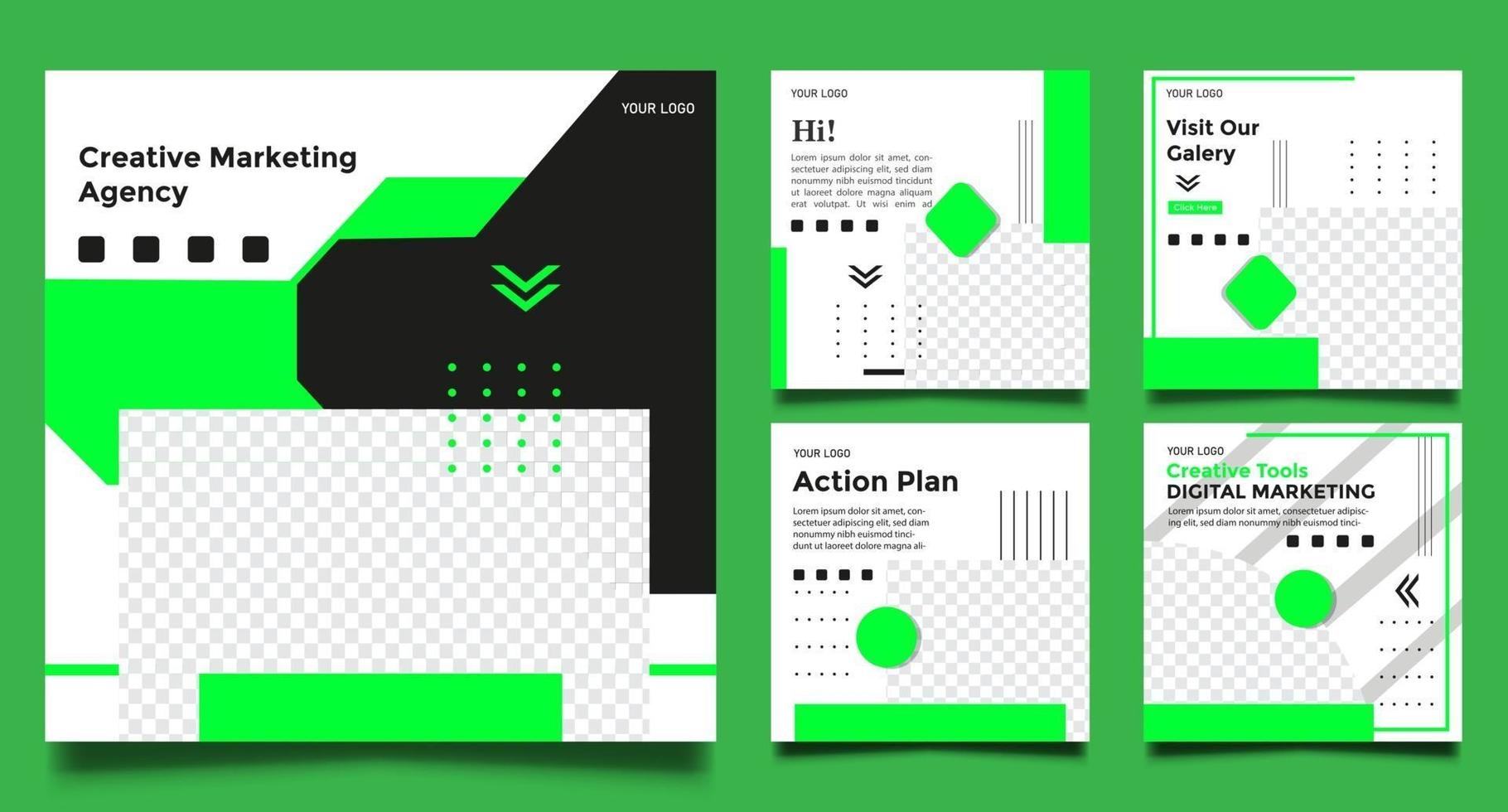 Plantillas de agencia de marketing creativo con color verde. vector