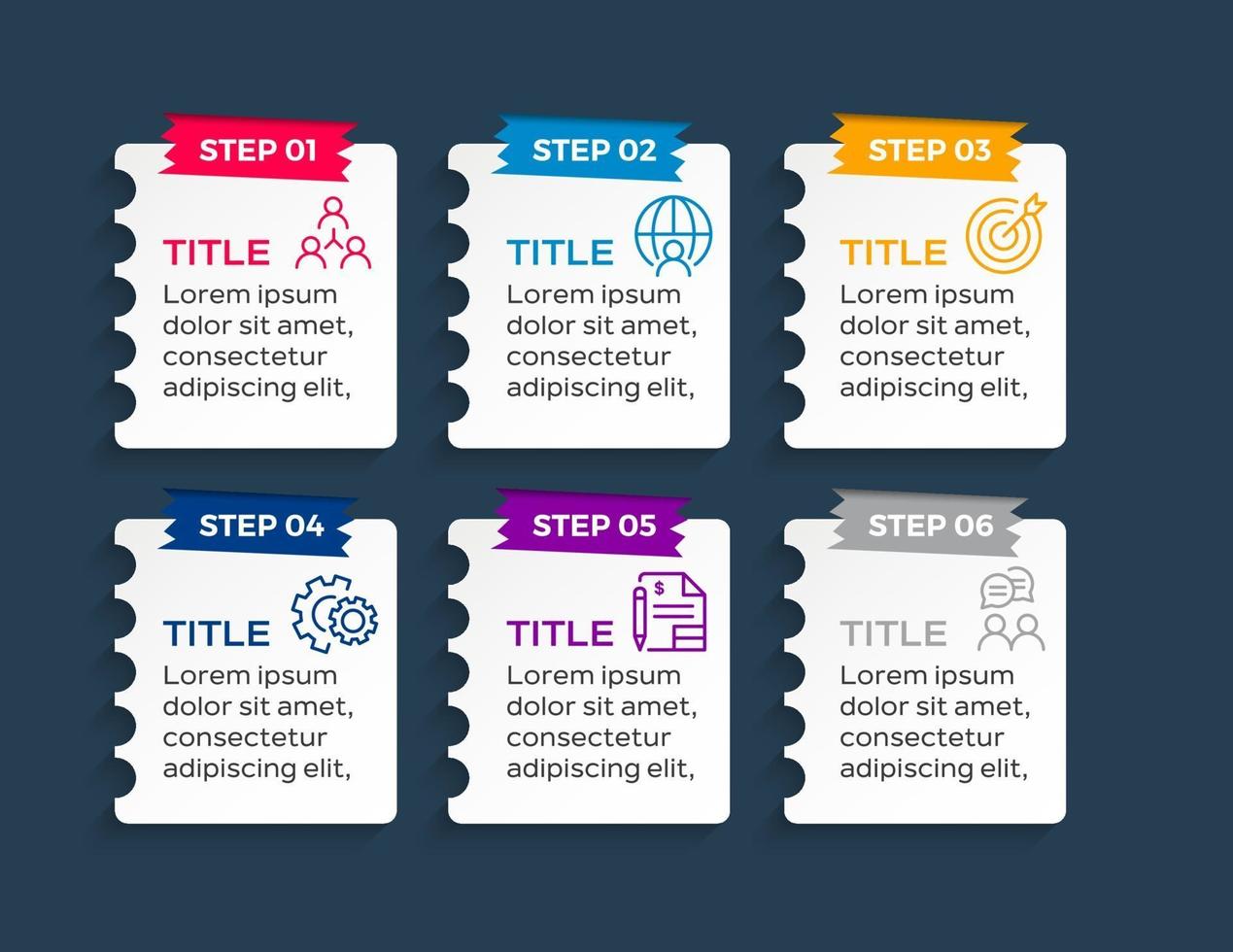 Business infographics. Timeline with 6 steps or options vector
