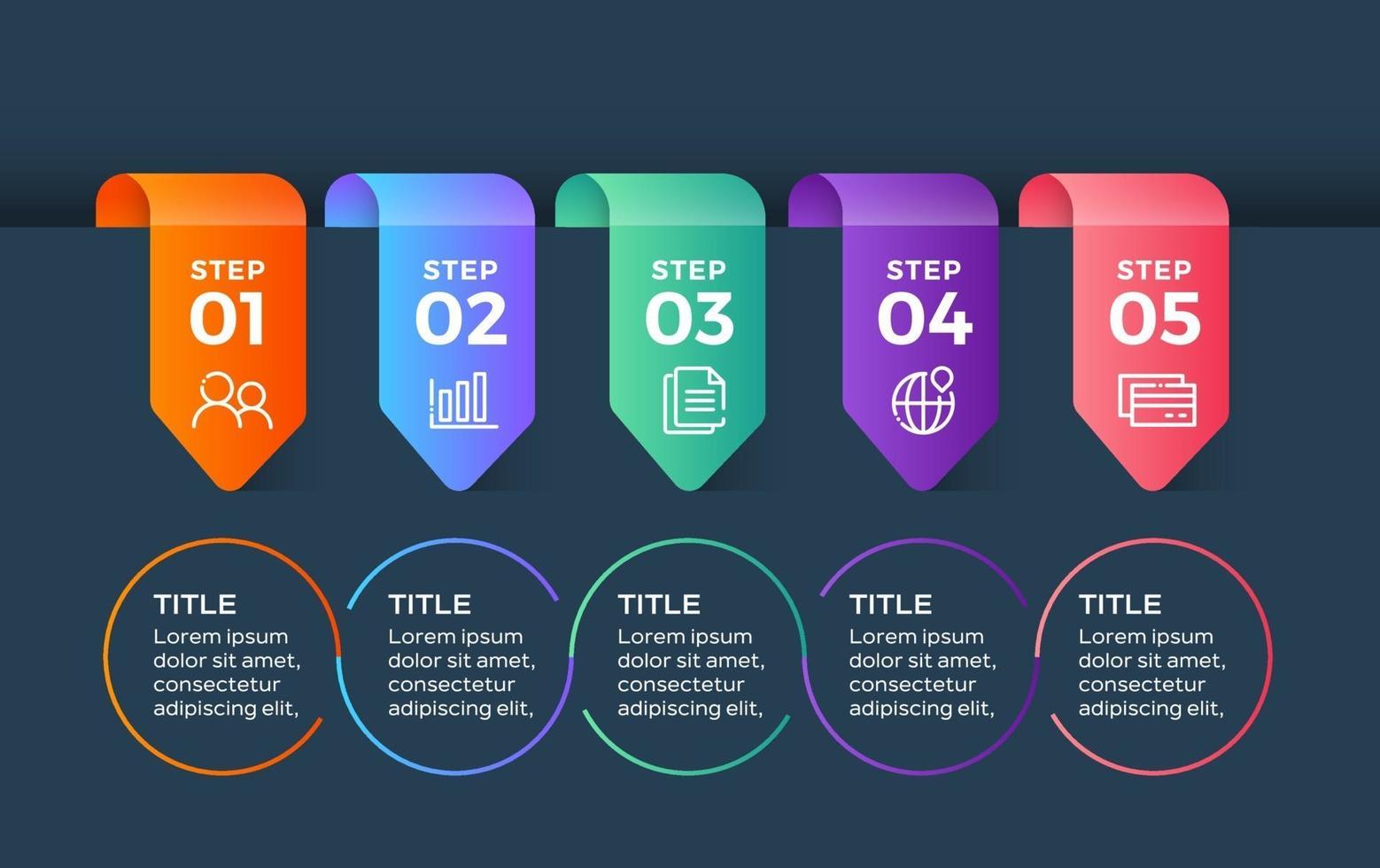 plantilla de diseño de etiqueta de infografía vectorial con iconos y 5 opciones o pasos vector