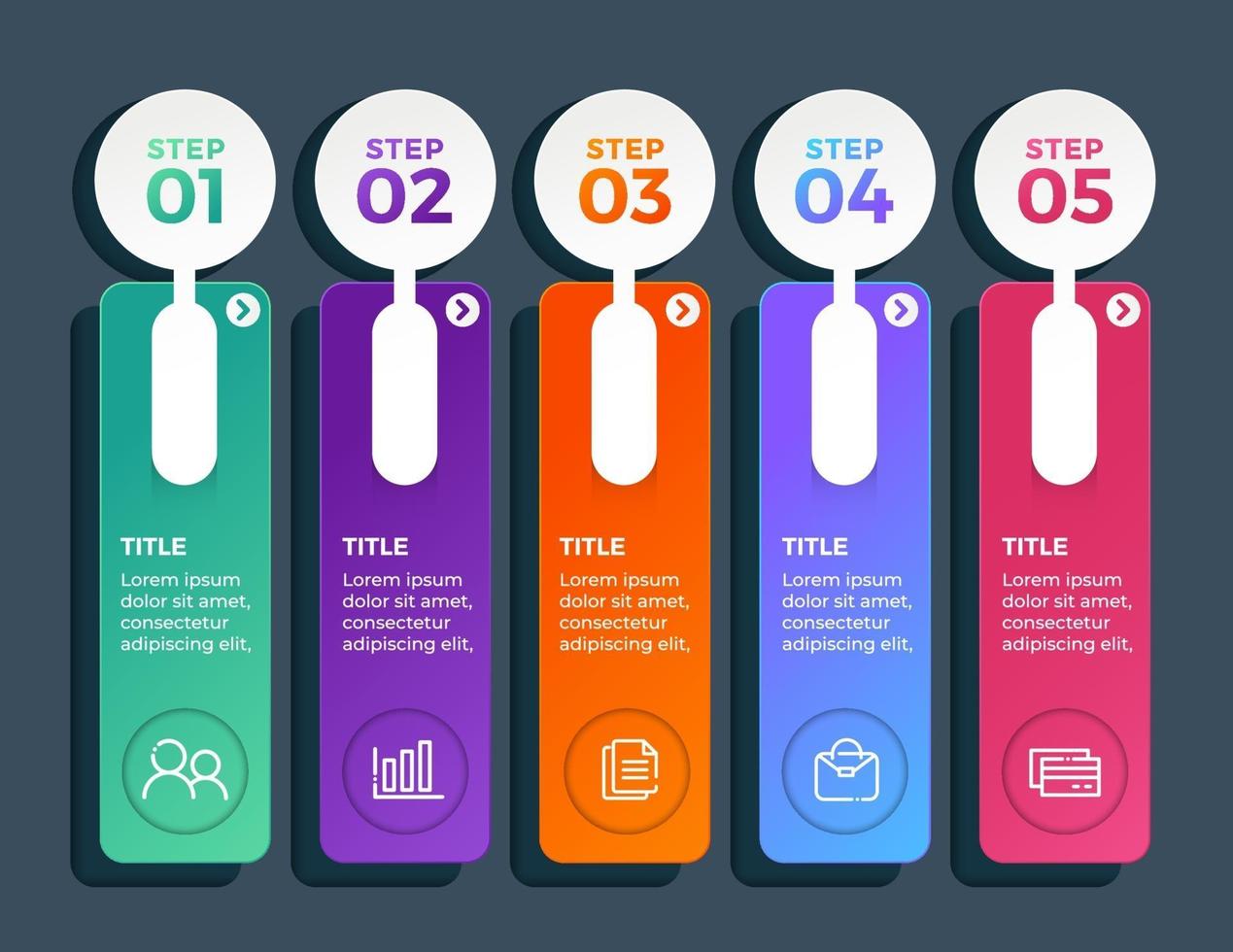 Presentación plantilla de infografía empresarial con 5 opciones. vector