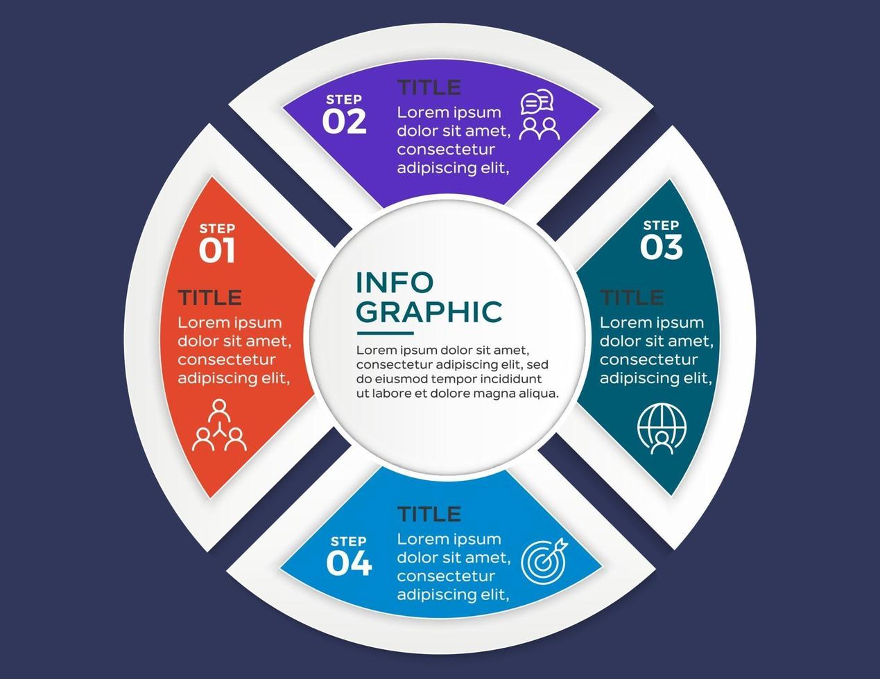 Presentación plantilla de infografía empresarial con 4 opciones. vector