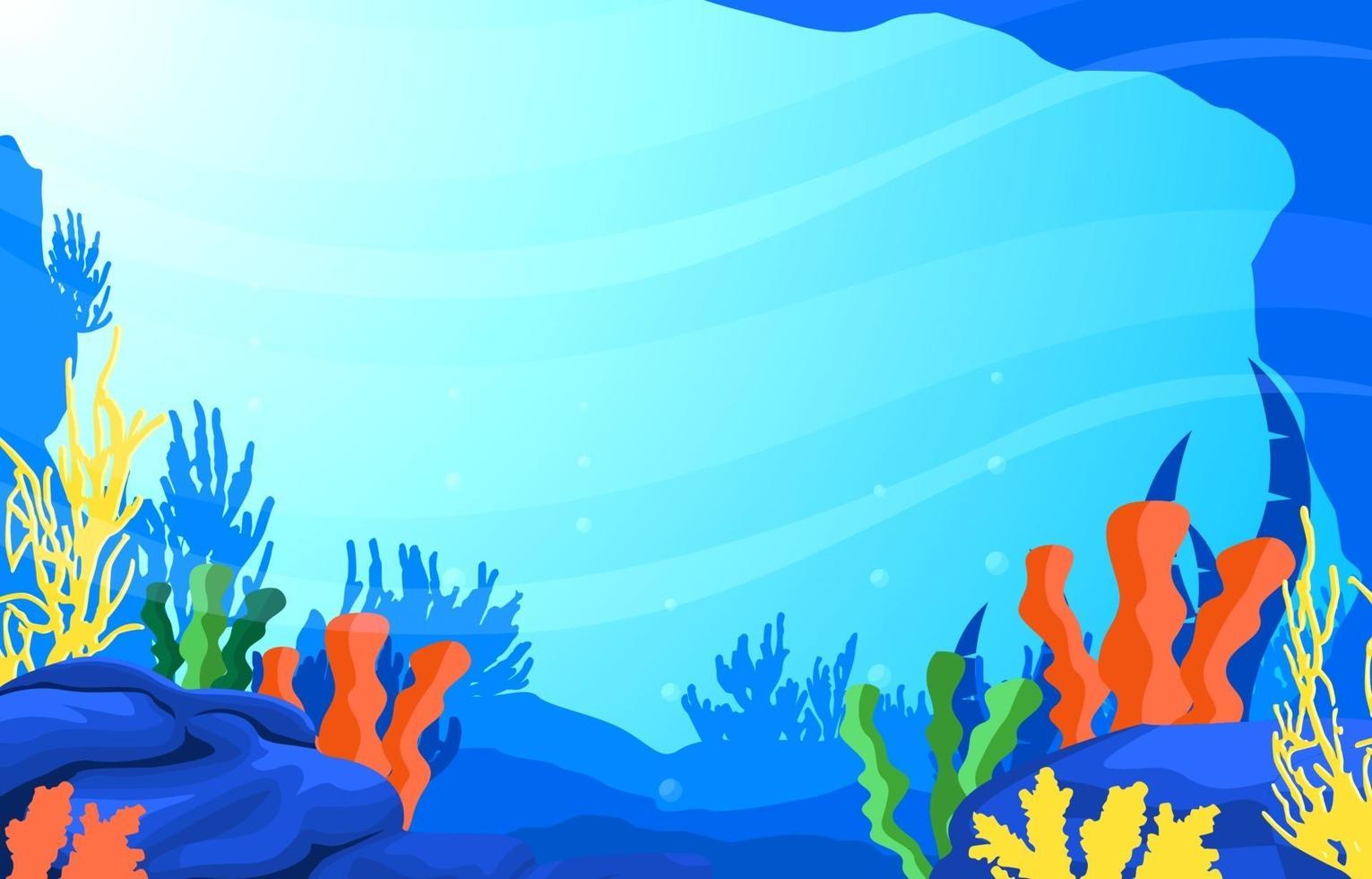 Underwater Scene with Coral Reef Illustration vector