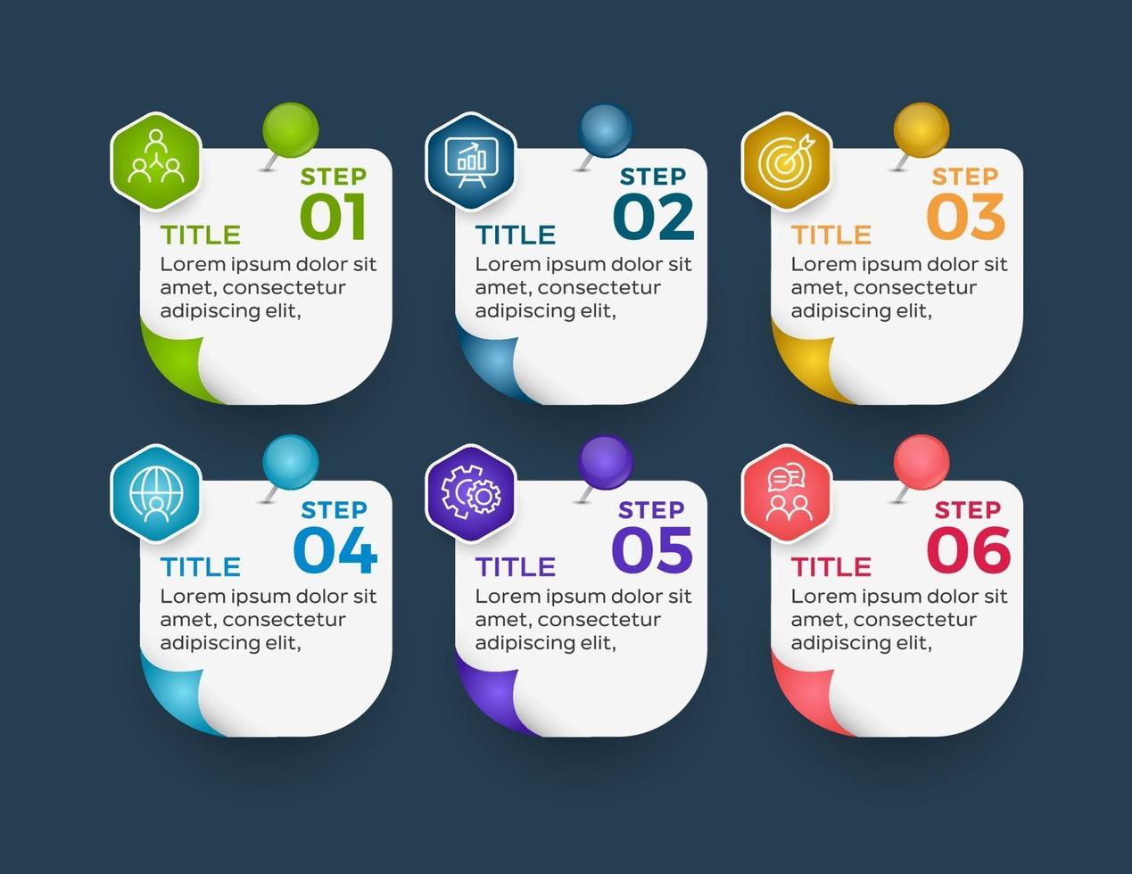 Presentación plantilla de infografía empresarial con 6 opciones. vector