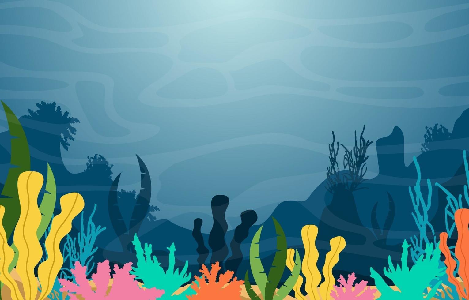 Underwater Scene with Coral Reef Illustration vector