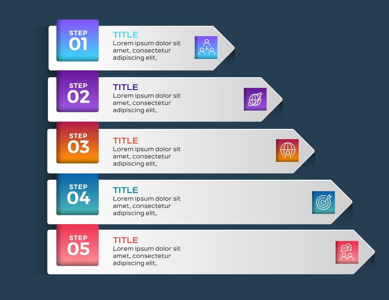 Presentación plantilla de infografía empresarial con 5 opciones. vector