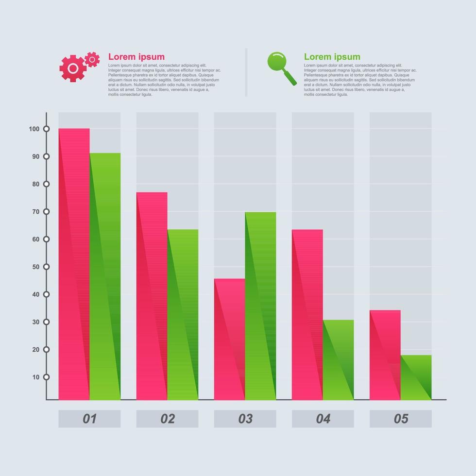 Decreasing Bar Chart Illustrating Economic Pressure or Financial Problems Infographic vector