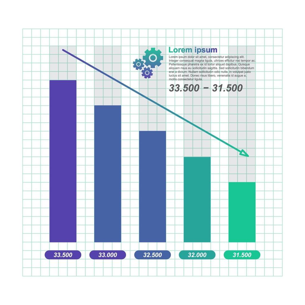 Decreasing Bar Chart Illustrating Economic Pressure or Financial Problems Infographic vector