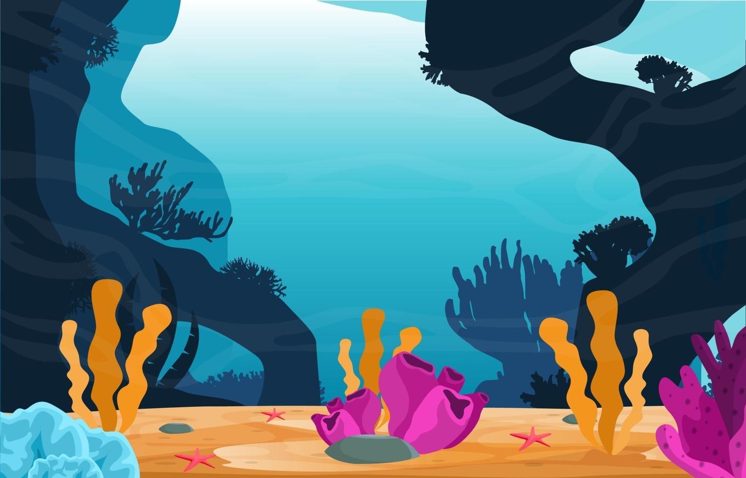 Underwater Scene with Coral Reef Illustration vector